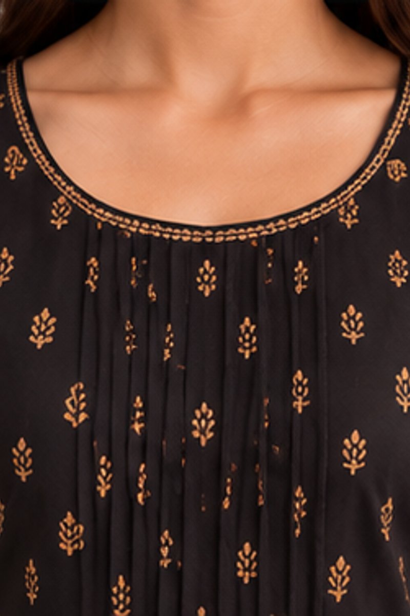 Black A-line fusion dress