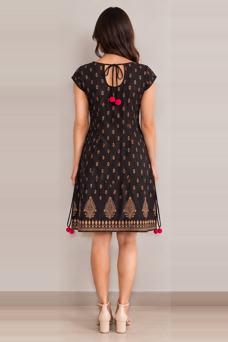 Black A-line fusion dress