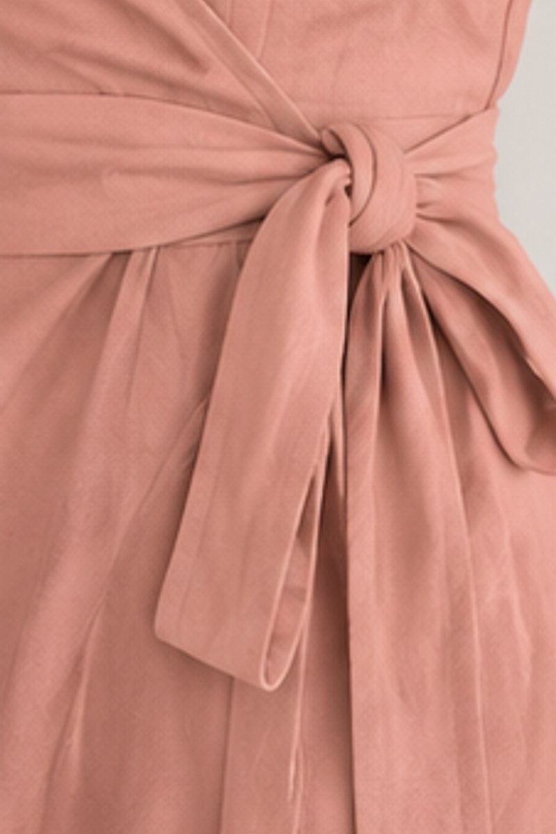 Dusty rose wrap midi dress