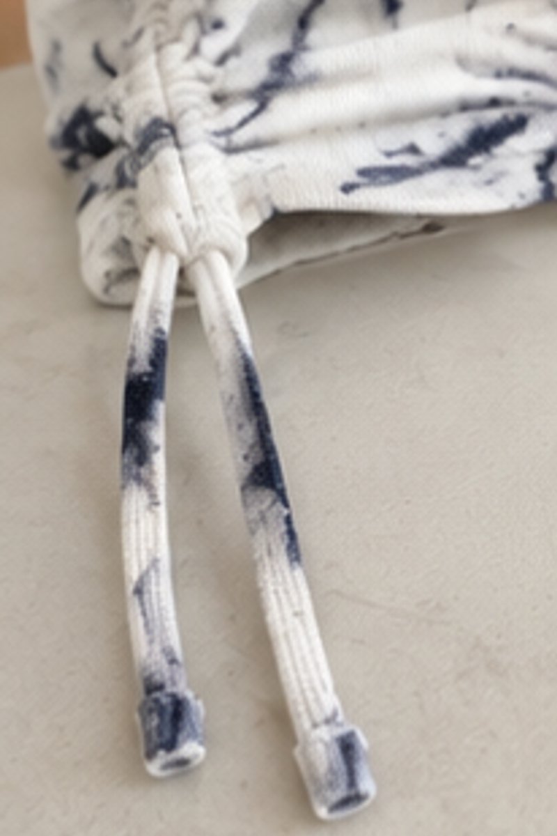 White and navy tie-dye bodycon dress