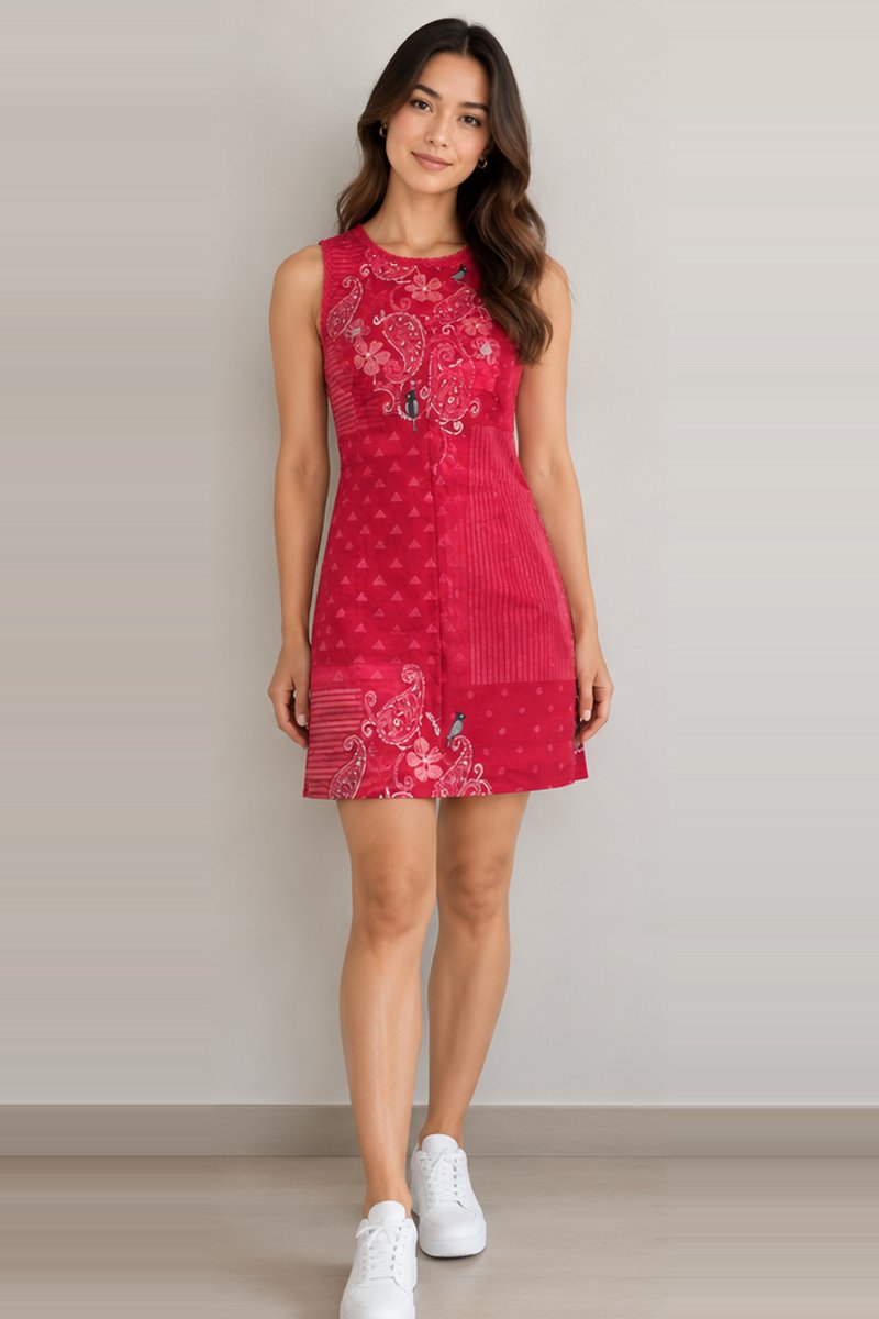 Red printed dress