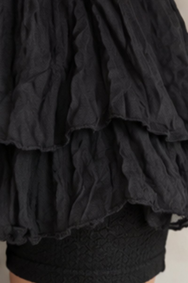 Black layered fit and flare top