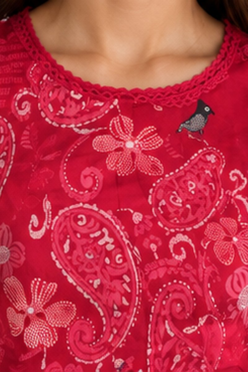 Red printed dress