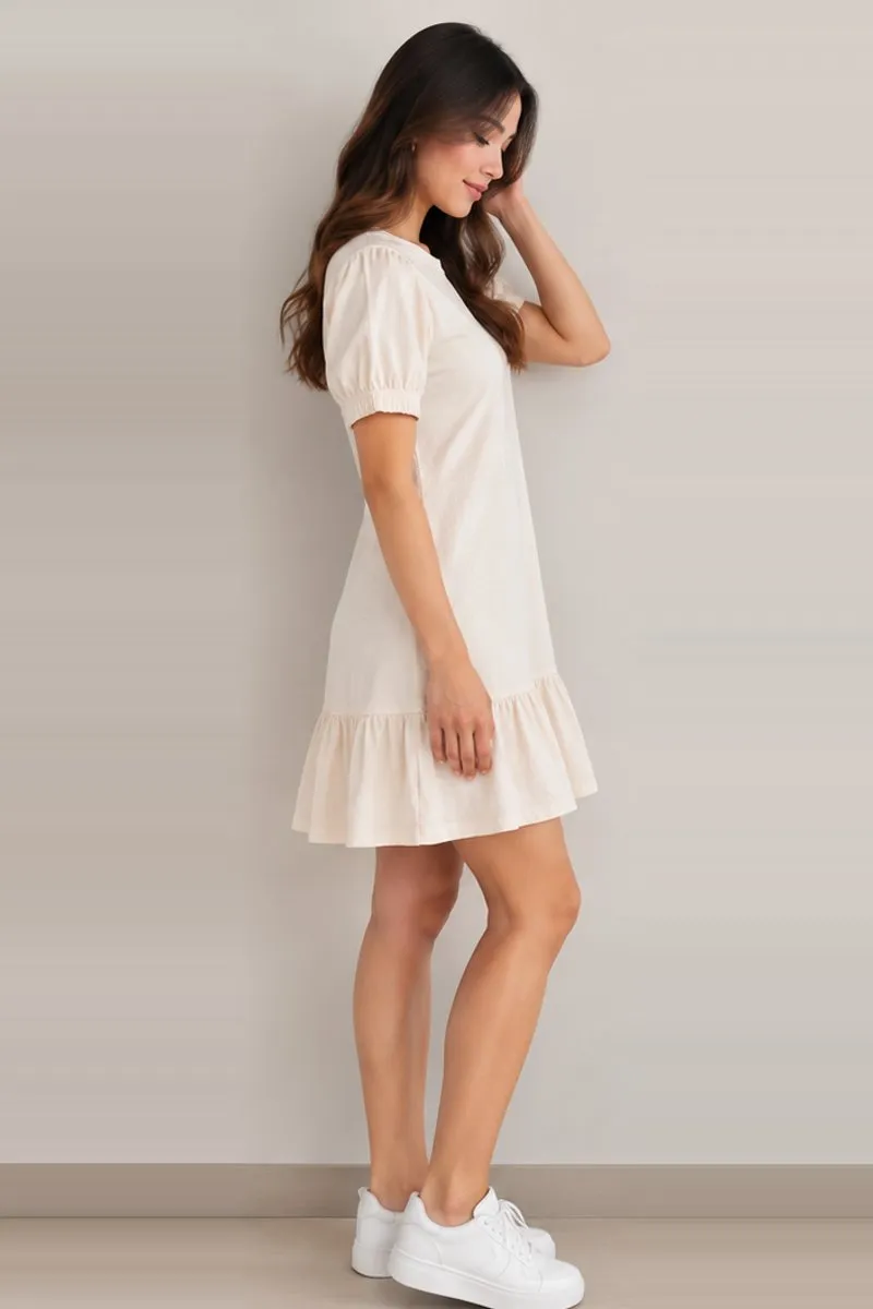 Vintage ONLY beige ruffle hem dress, size XS, photo 3 of 6