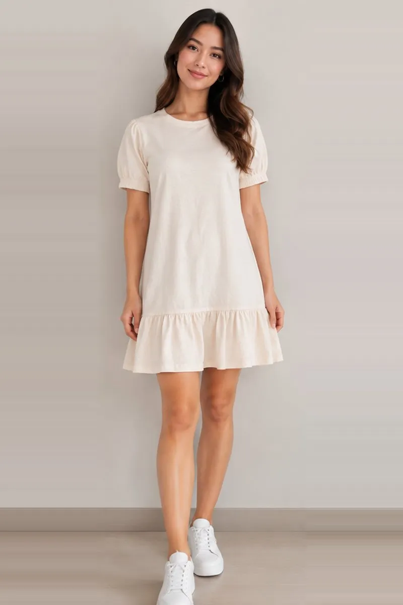 Vintage ONLY beige ruffle hem dress, size XS
