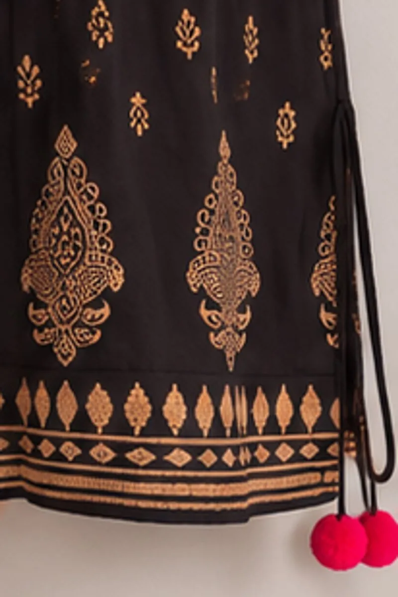 Vintage Bombay Paisleys black A-line fusion dress, size M, photo 6 of 6