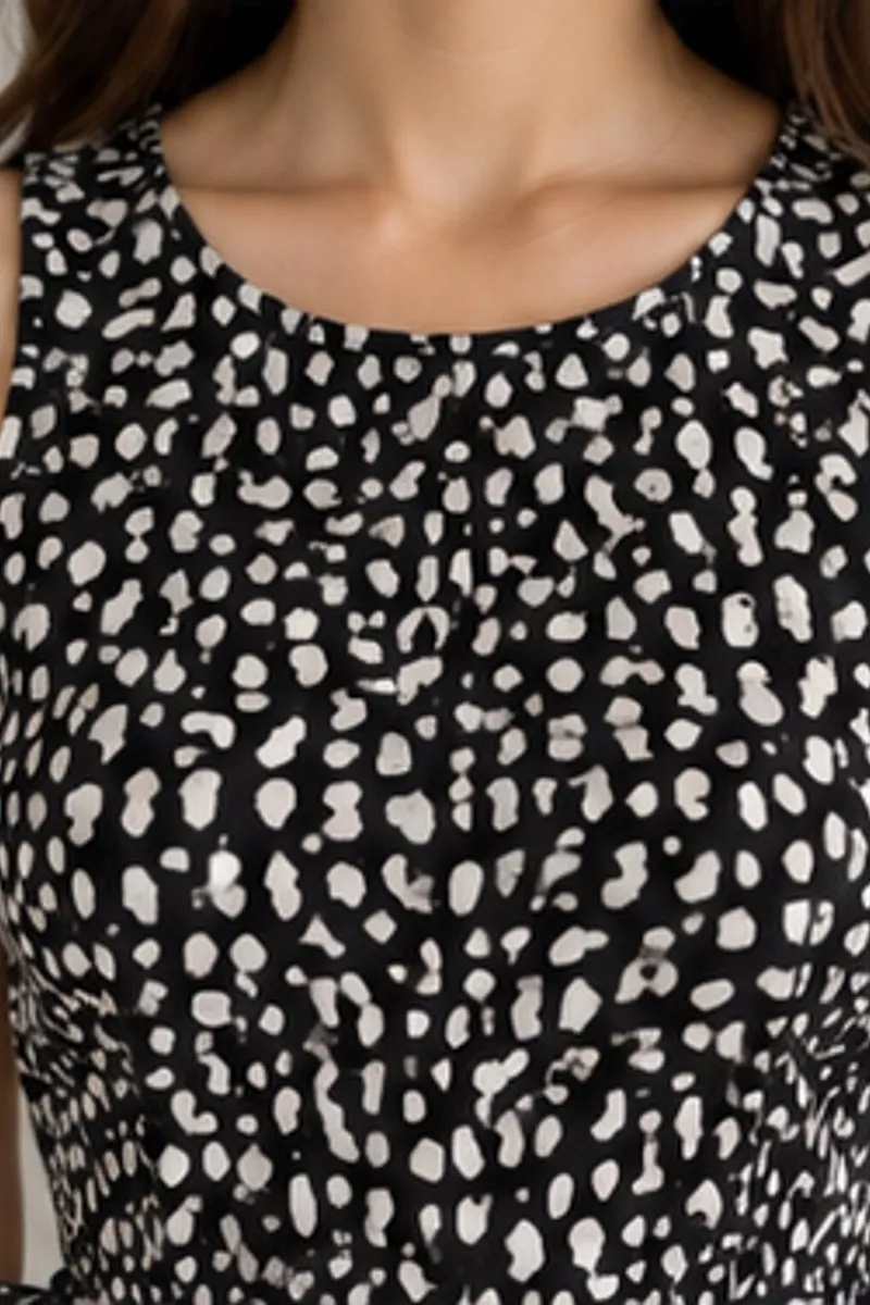 Vintage black and white spotted midi dress, size S, photo 4 of 6