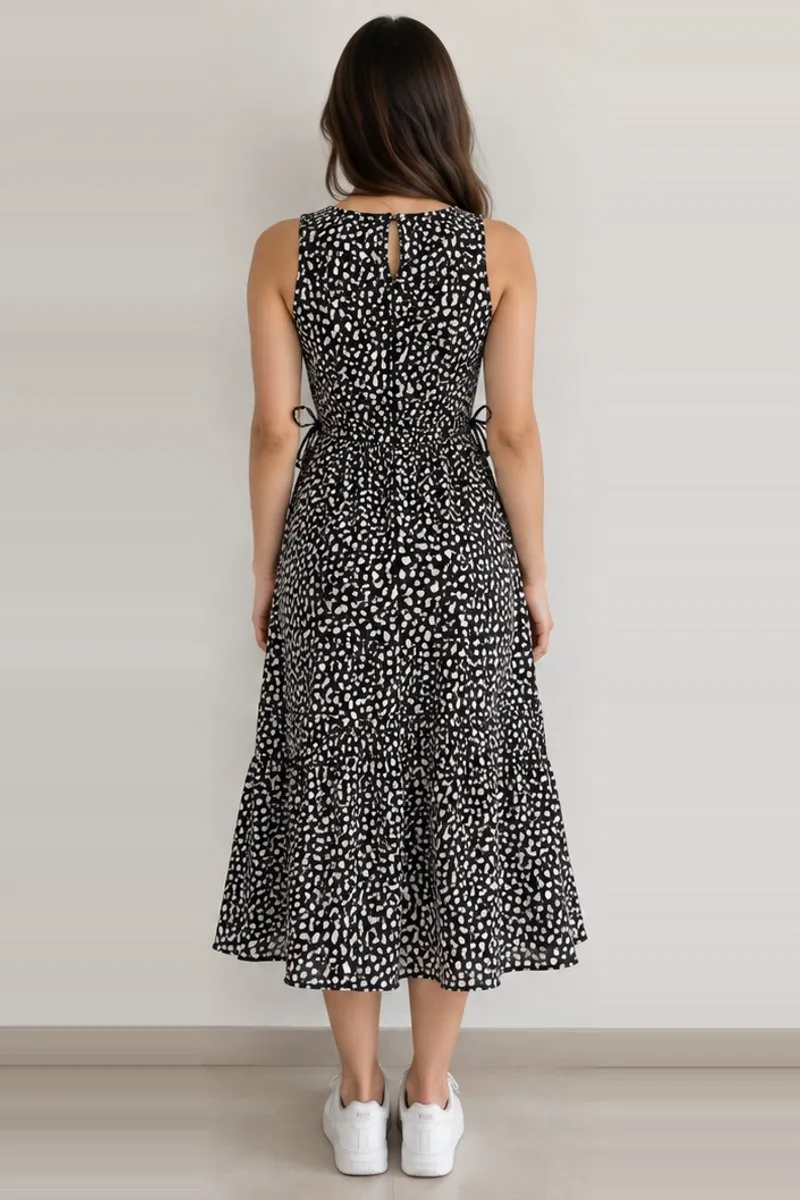Vintage black and white spotted midi dress, size S, photo 2 of 6