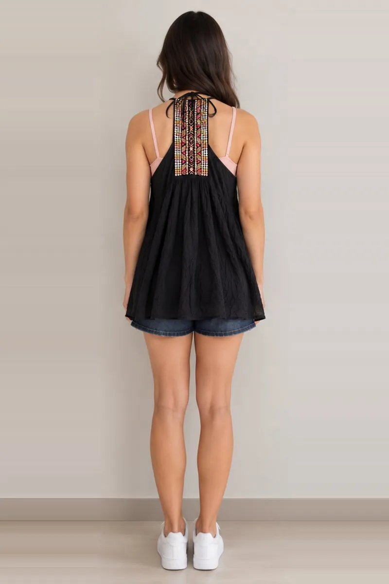 Vintage Lovestitch black halter neck loose top, size S, photo 2 of 6