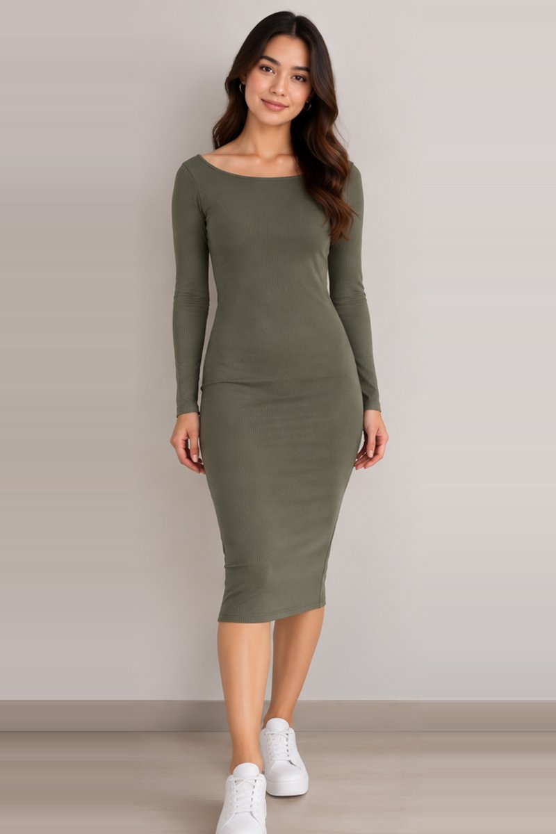 Olive green bodycon dress