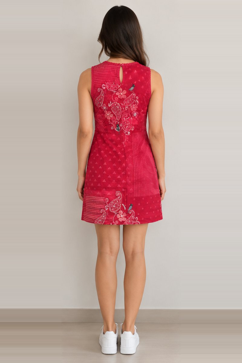 Red printed dress