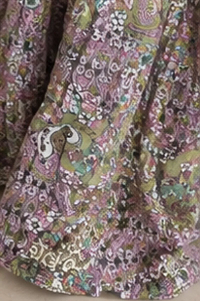 Vintage green floral maxi dress, size M, photo 6 of 6