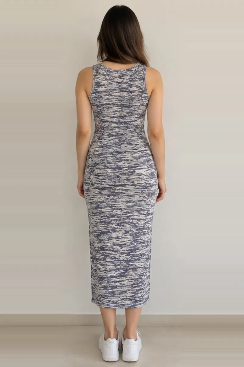 Vintage grey marbled bodycon midi dress, size S, photo 2 of 6