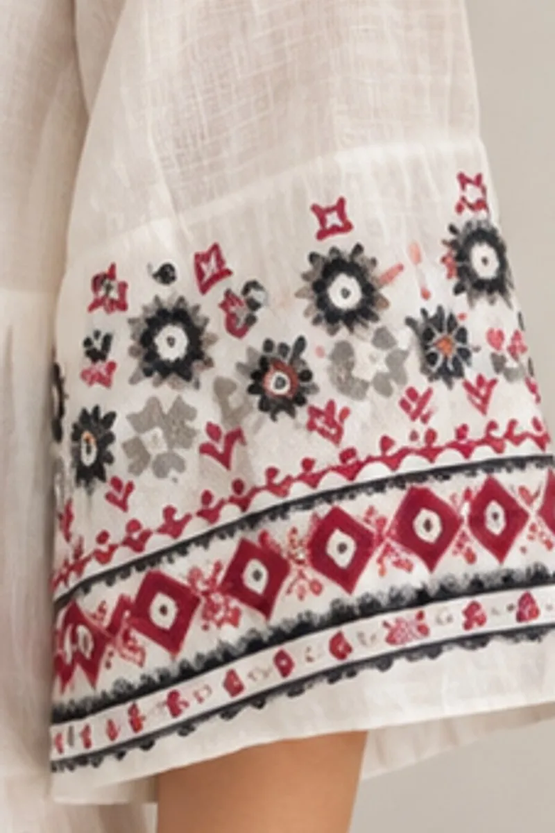 Vintage Rangmanch white embroidered fusion top, size M, photo 5 of 6