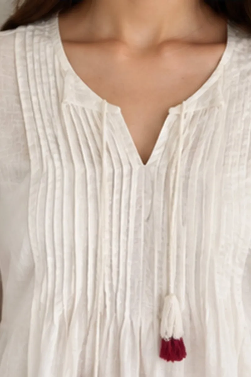 Vintage Rangmanch white embroidered fusion top, size M, photo 4 of 6